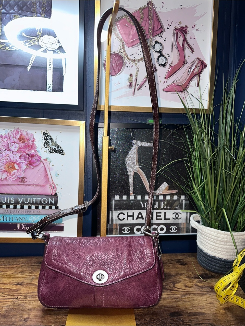 Coach Soho Pebbled Leather Flap Crossbody Bag F10868 Plum Purple Y2K